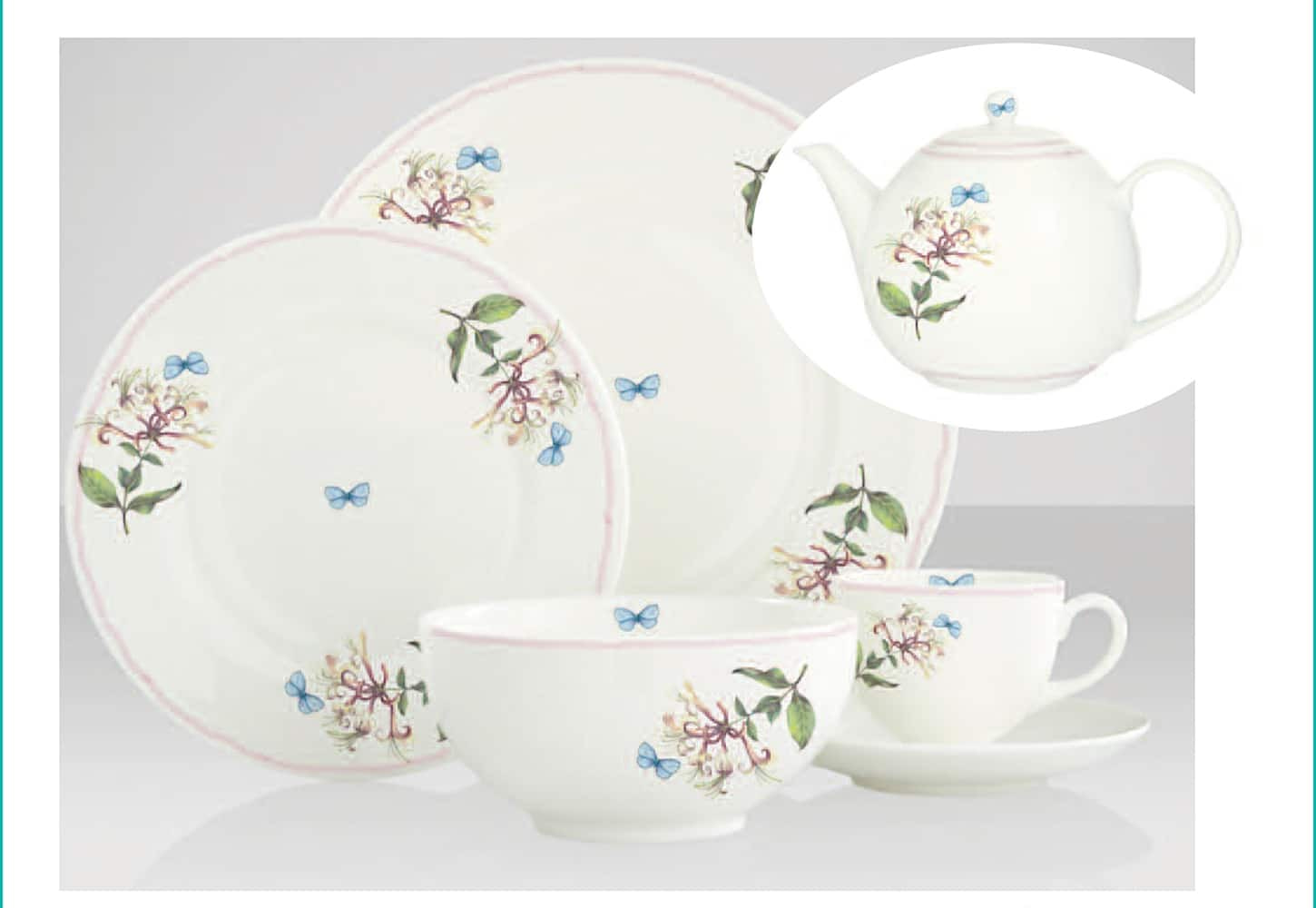 plates cup teapot